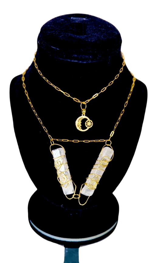 'Anointing's Angelic Sun & Moon Versatile Necklace in 24k Gold